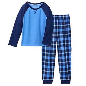 Cuddl Duds Boys Plaid Long Sleeve Shirt and Jogger Pants Pajamas Sleep Set